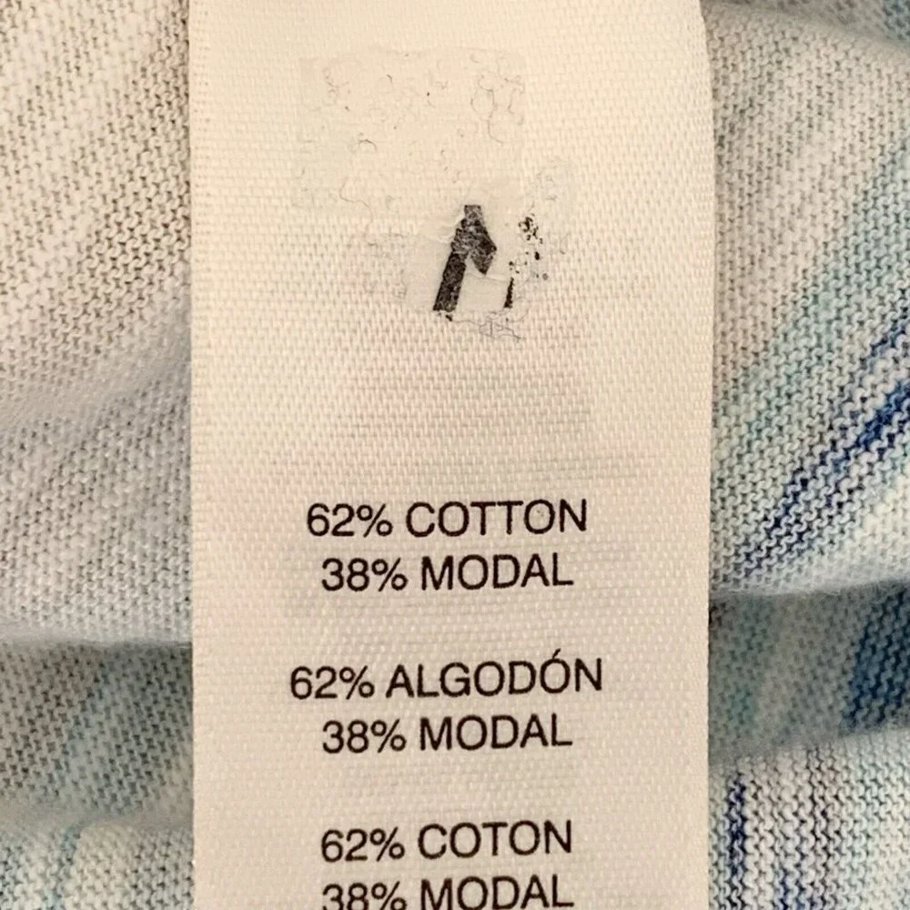 Chico’s Top Womens Large‎ Blue White Watercolor Asymmetrical Abstract Stripe - Picture 5 of 8